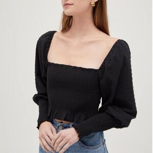 Hill House Grace Long Sleeve Smocked Top